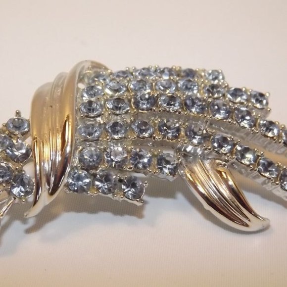 Unique Vintage Rhinestone and Silver-Tone Brooch - Picture 2 of 3